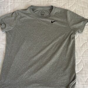 Nike Gray Short Sleeve Athletic Tee with Black Swoosh